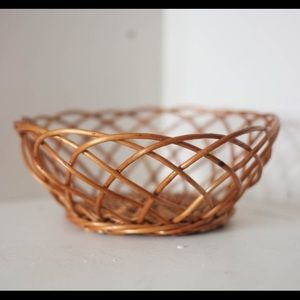 Vintage Woven Rattan Basket Boho Farmhouse